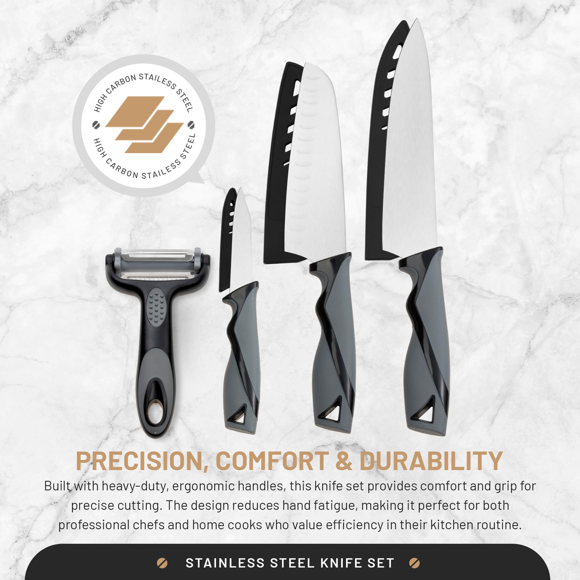 7-Piece Kitchen Knife Set with Vegetable Peeler without Block