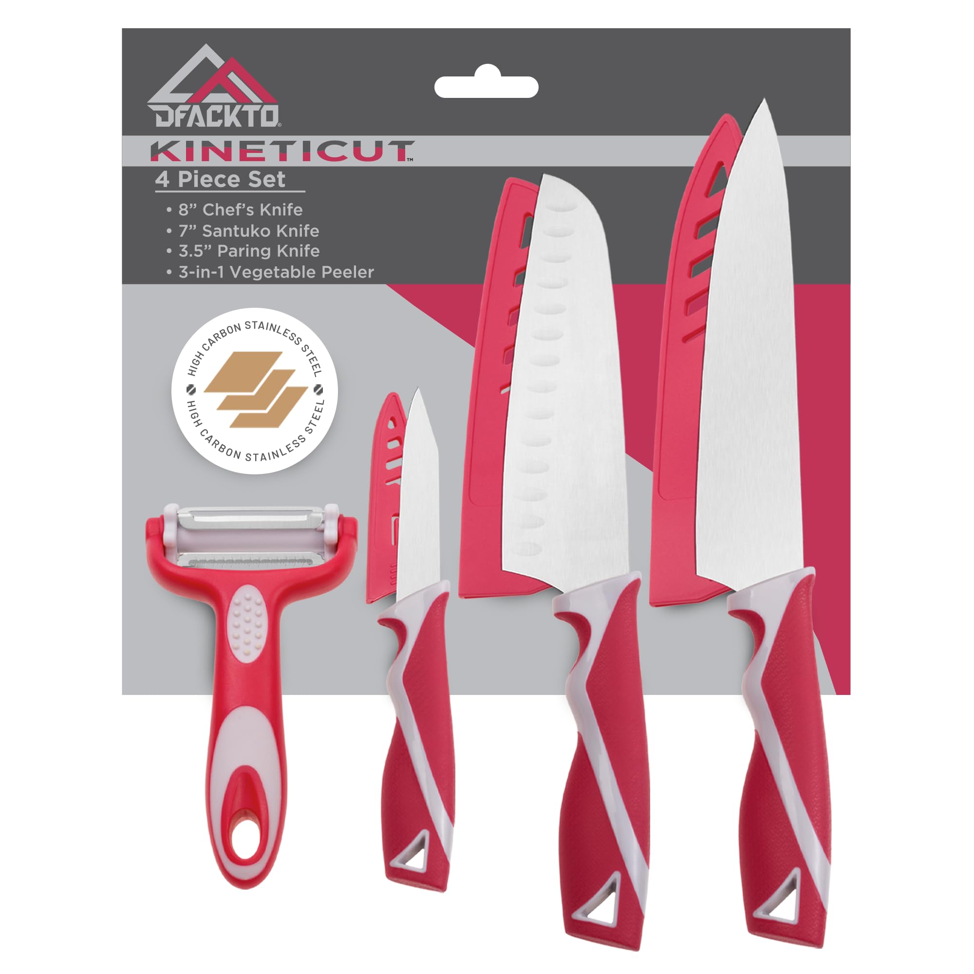 4-Piece Kitchen Knife Set with Vegetable Peeler without Block