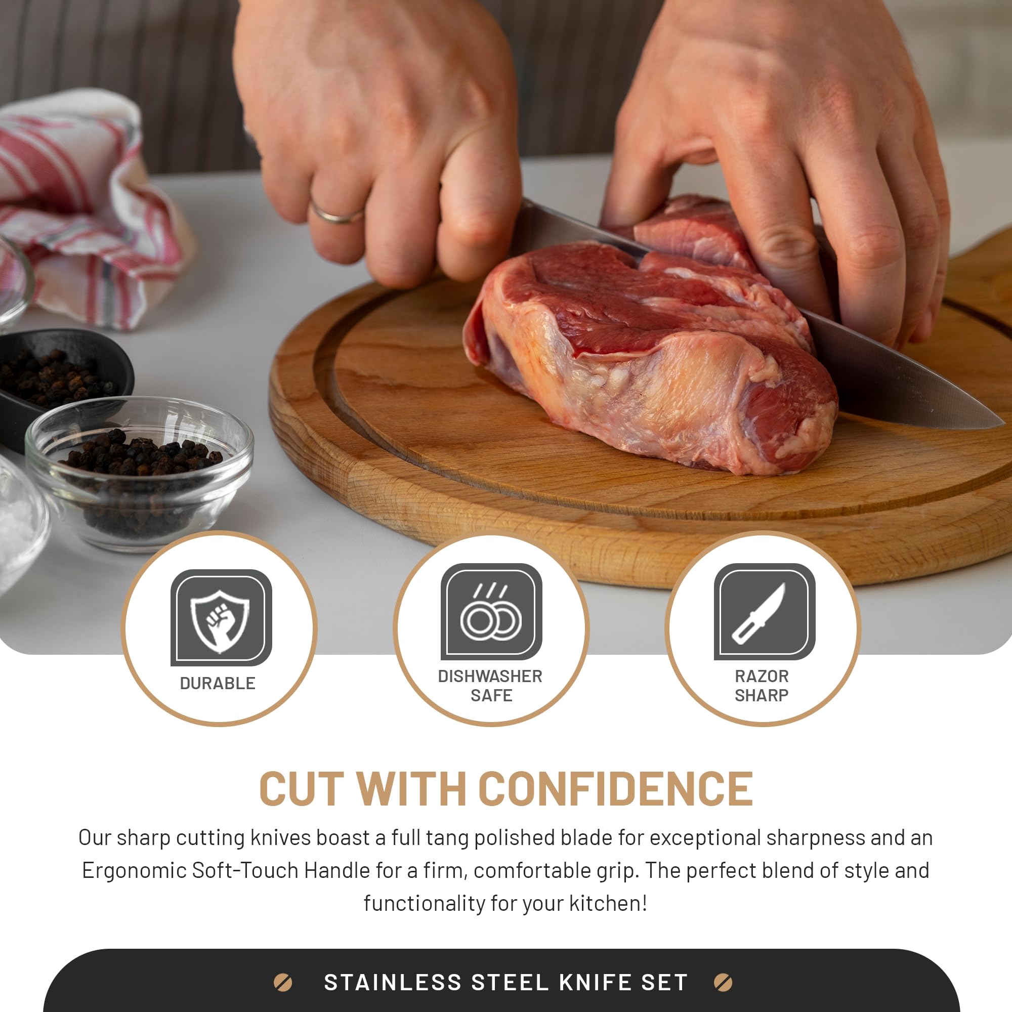 4-Piece Kitchen Knife Set with Vegetable Peeler without Block