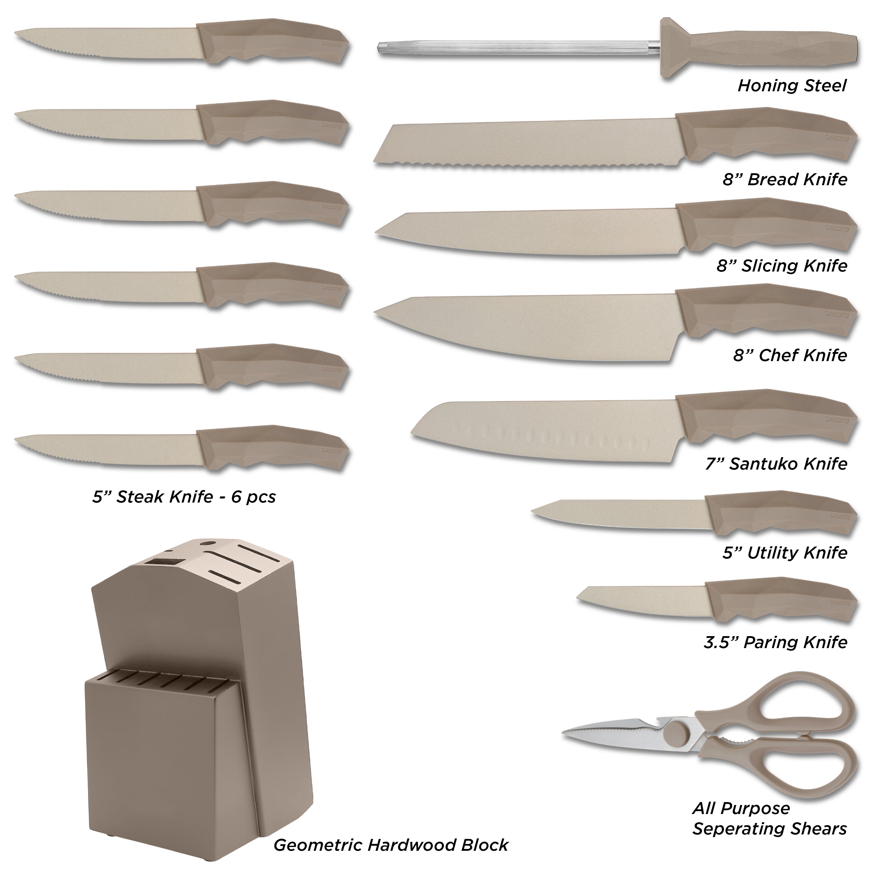 Boulder Series 15 Piece Cutlery Set // Champagne Gold