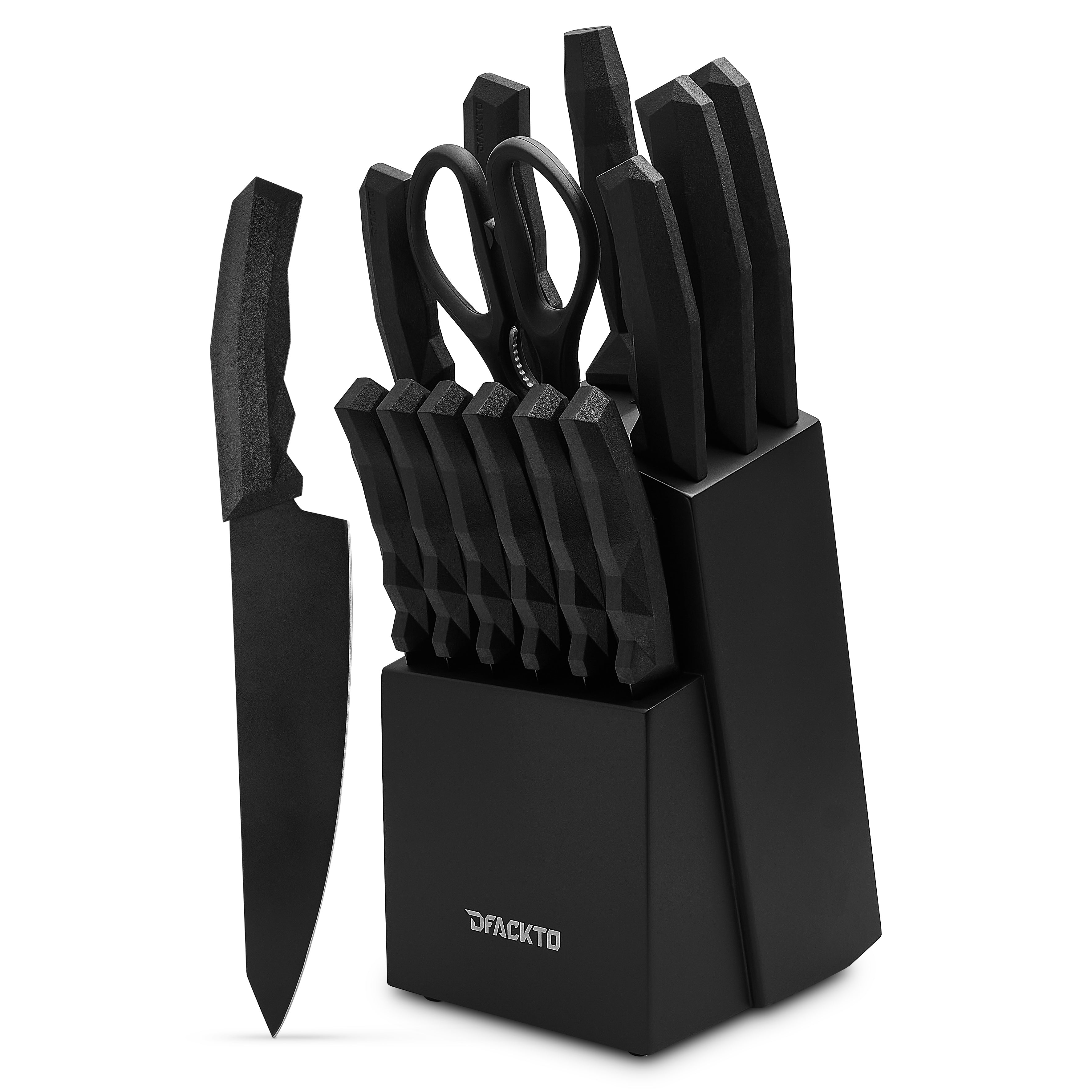 Photo of Modern steel kitchen knives set in knife block