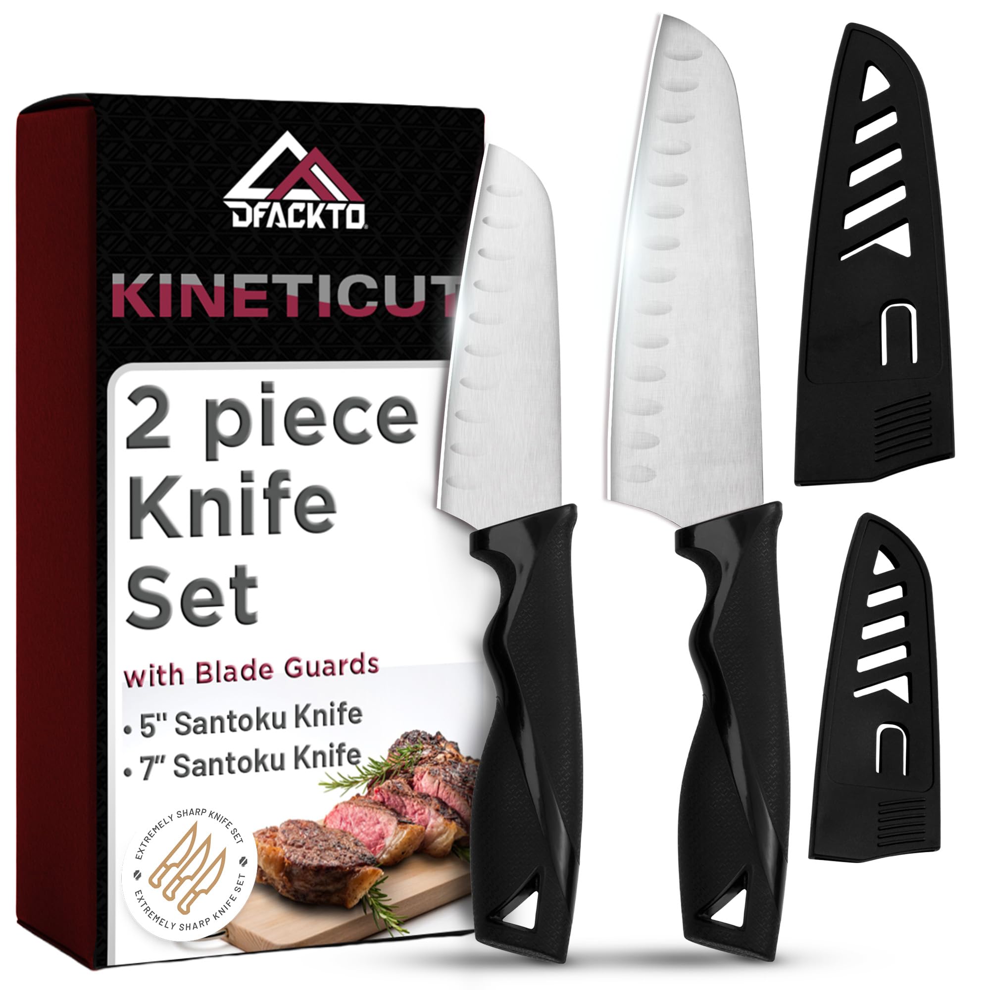 4 Pieces Kitchen Santoku Knife Set with Covers