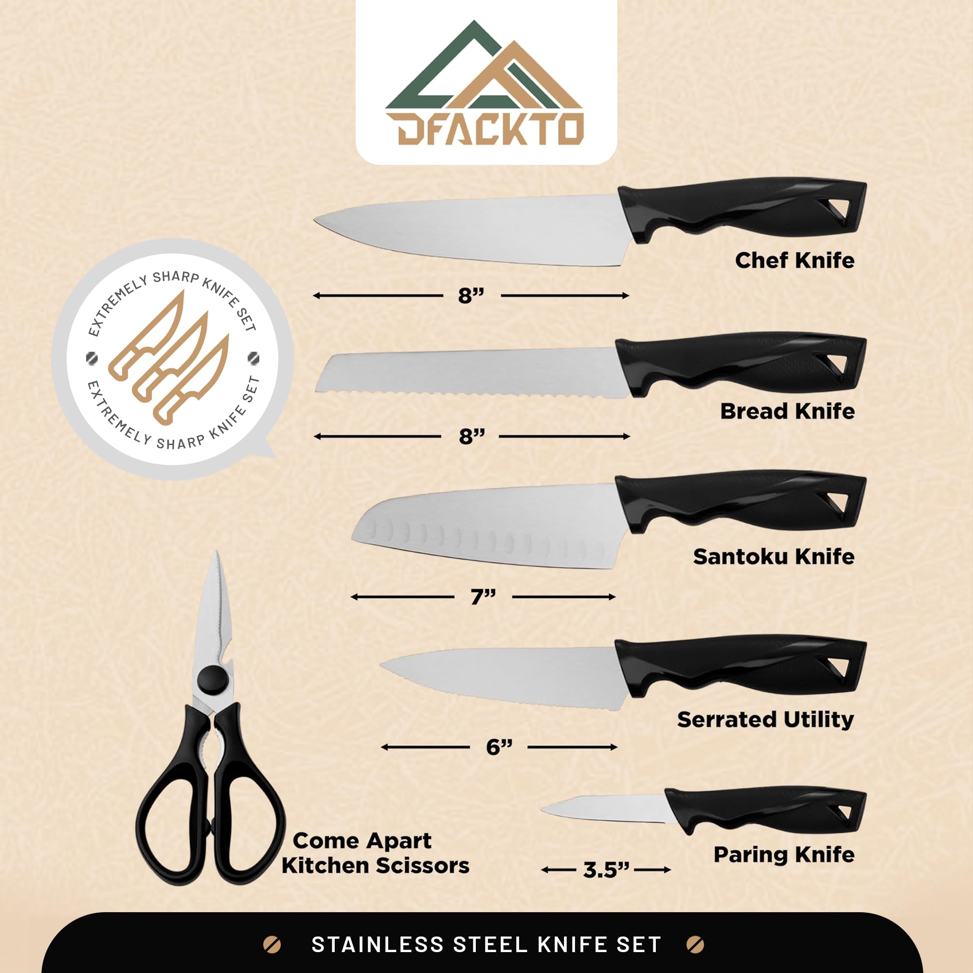 6-Piece Kitchen Knife Set with Scissors without Block