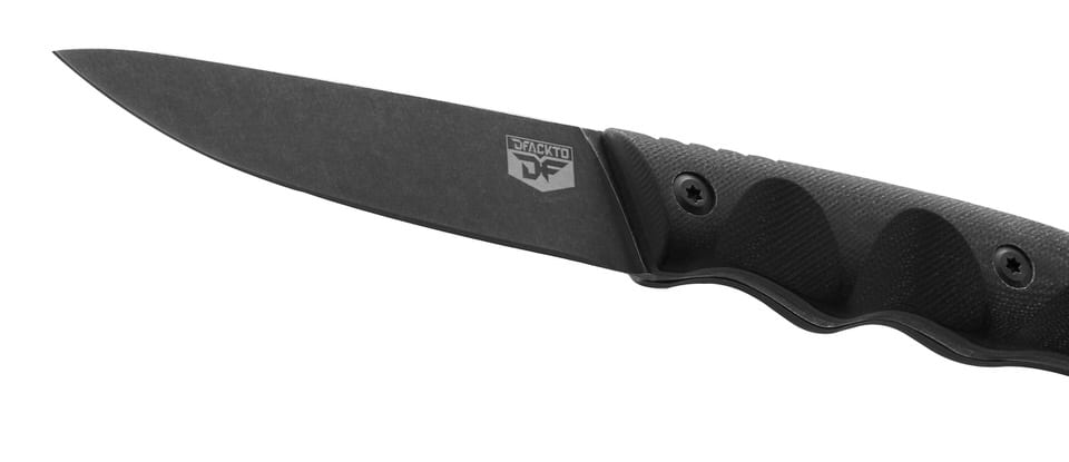 DFACKTO Interceptor 3.5 inch Paring Knife for Kitchen and Camping, Stonewashed High Carbon Stainless Steel, Tactical G10 Handle, Black, BBQ, Cooking