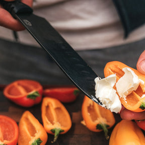 DFACKTO Santoku Knife with Peppers and Cheese