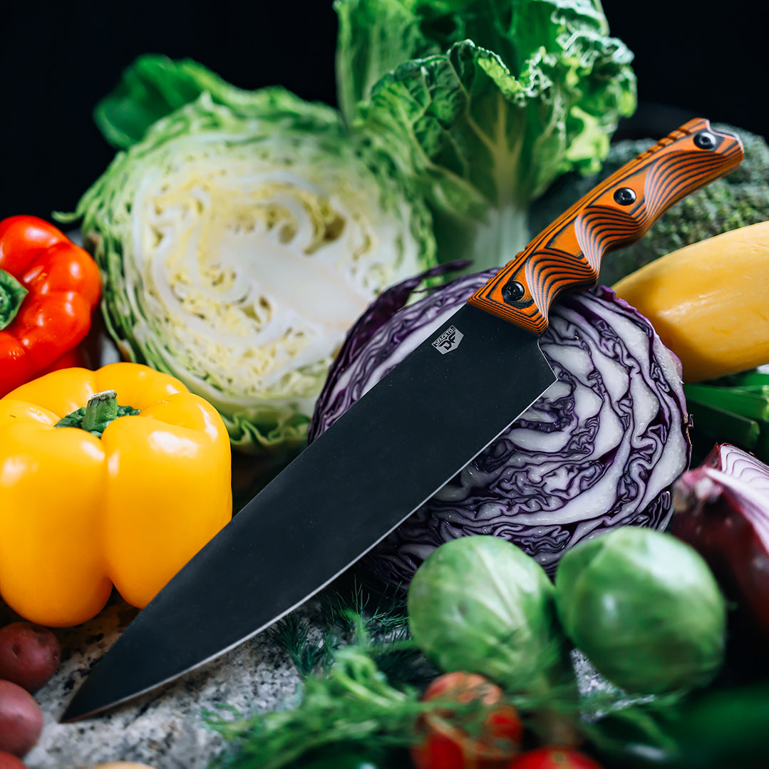 DFACKTO Interceptor 3.5 inch Paring Knife for Kitchen and Camping, Stonewashed High Carbon Stainless Steel, Tactical G10 Handle, Black, BBQ, Cooking
